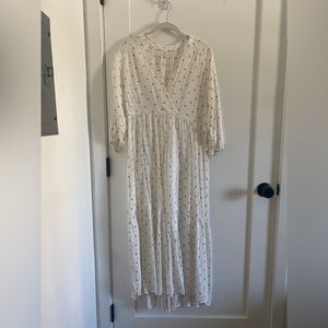 Anthropologie Sheer Gold Dotted Dress